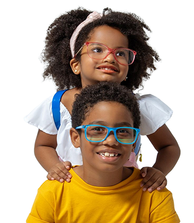 Kids wearing colorful glasses